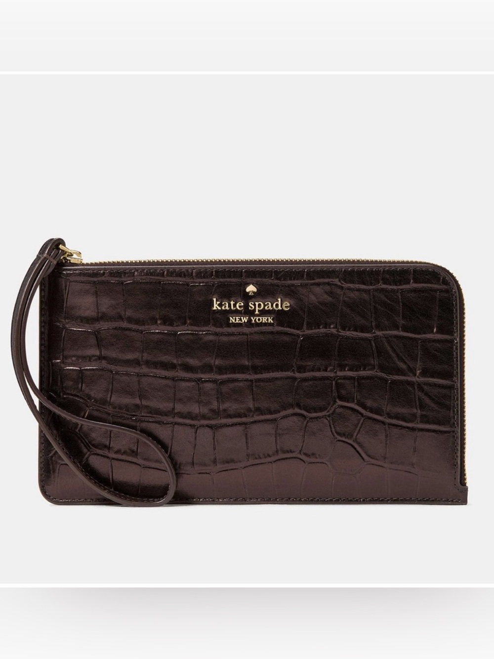 Kate Spade ♠️ Lucy Croc Embossed L-Zip Wristlet NWT